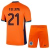 Officiële Voetbalshirt + Korte Broek Nederland Frenkie de Jong 21 Thuis EK 2024 - Kids